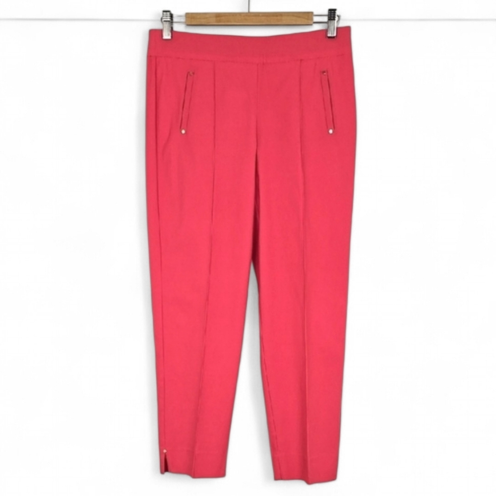 LAURA Petites Women's City Coral Pink Mid Rise Straight Hips Contour Waist 8